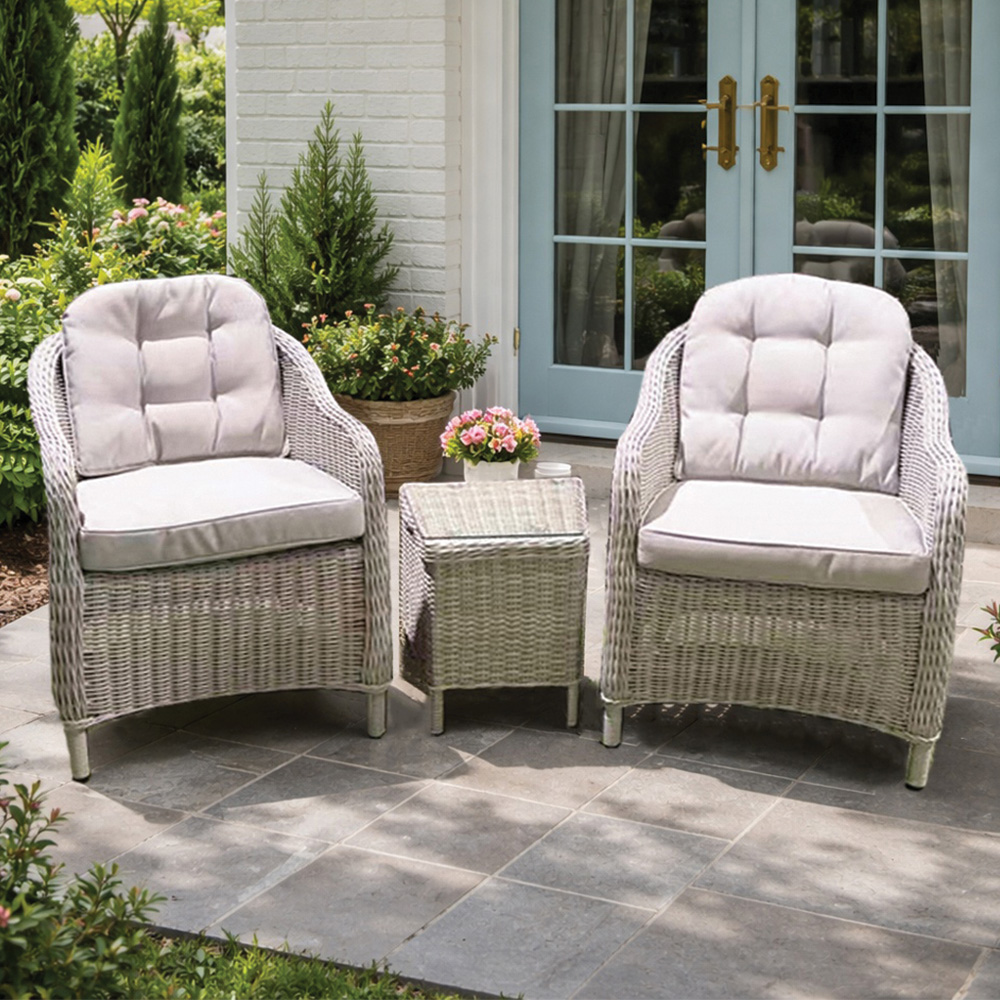 Direct Wicker 2 Seater Grey Rattan Garden Bistro Set