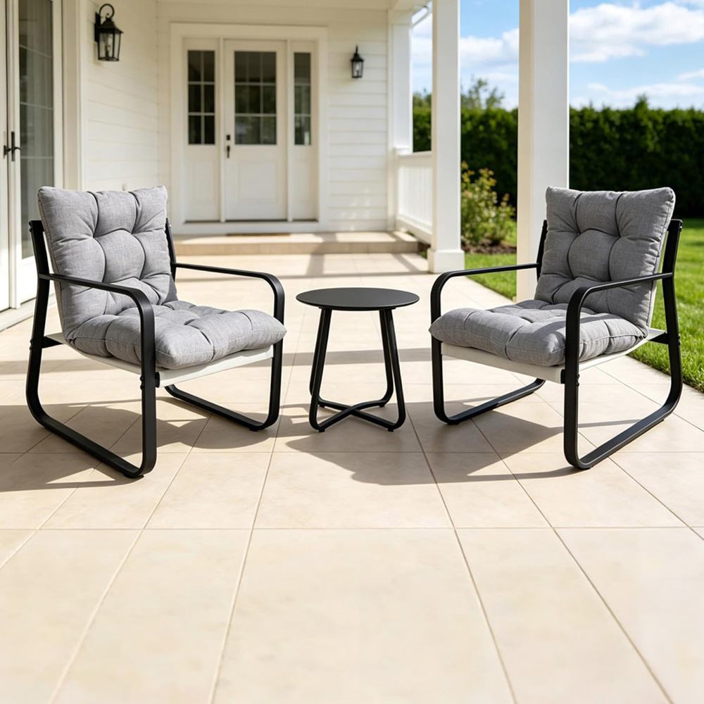 Alivio 2 Seater Grey Garden Bistro Set with Cushions