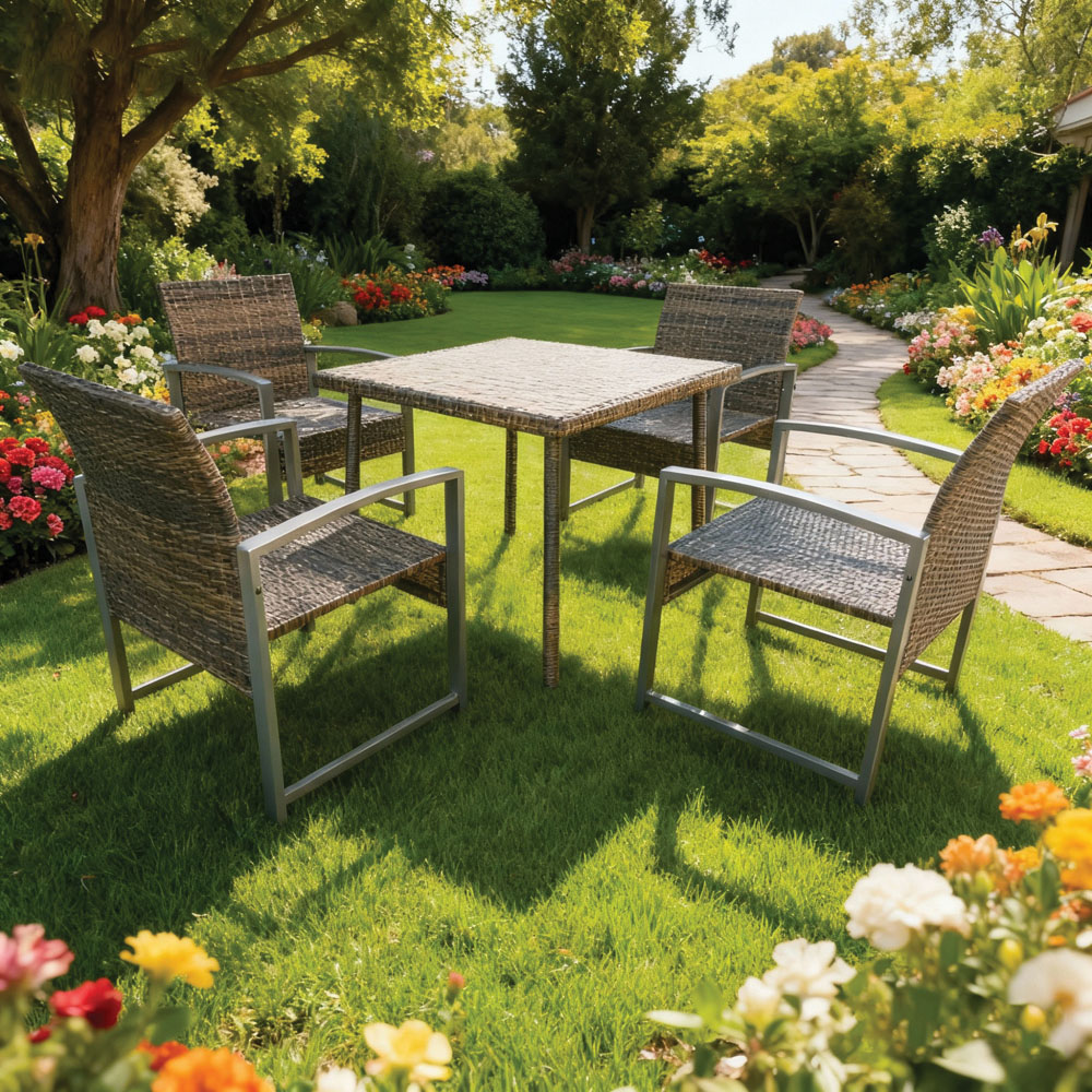 Furniture One 4 Seater Rattan Square Garden Dining Set