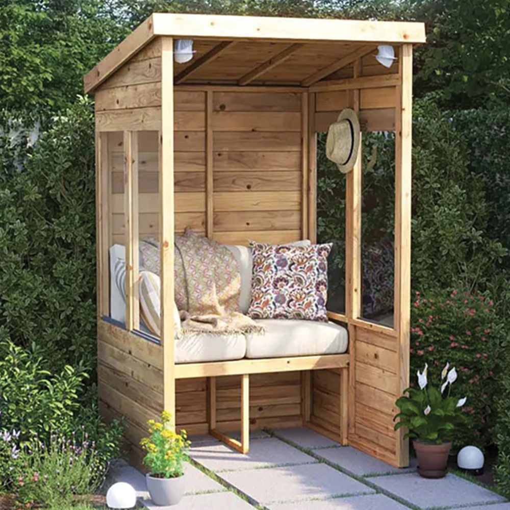 Dunster House Apocallipo 2 Seater 4 x 4ft Brown Pent Garden Arbour with Glazed Panels