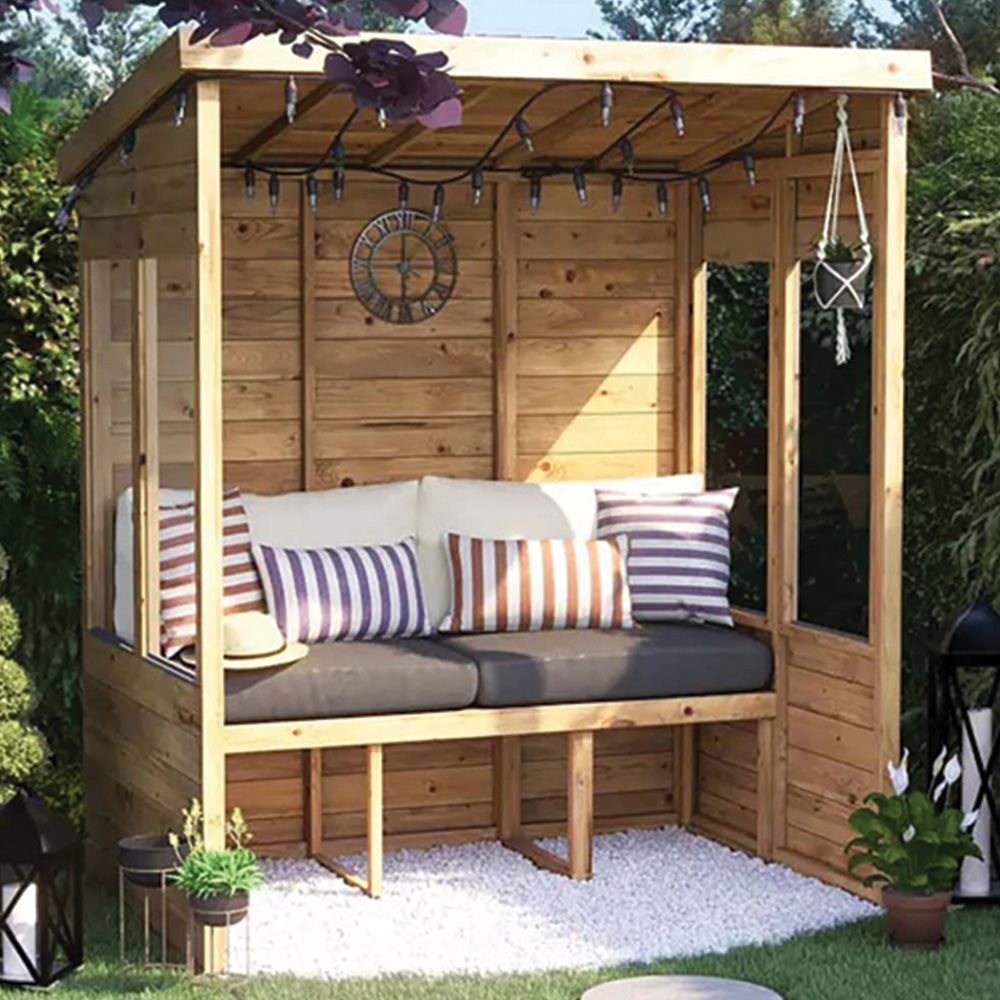 Dunster House Apocallipo 2 Seater 6 x 4ft Brown Pent Garden Arbour with Glazed Panels