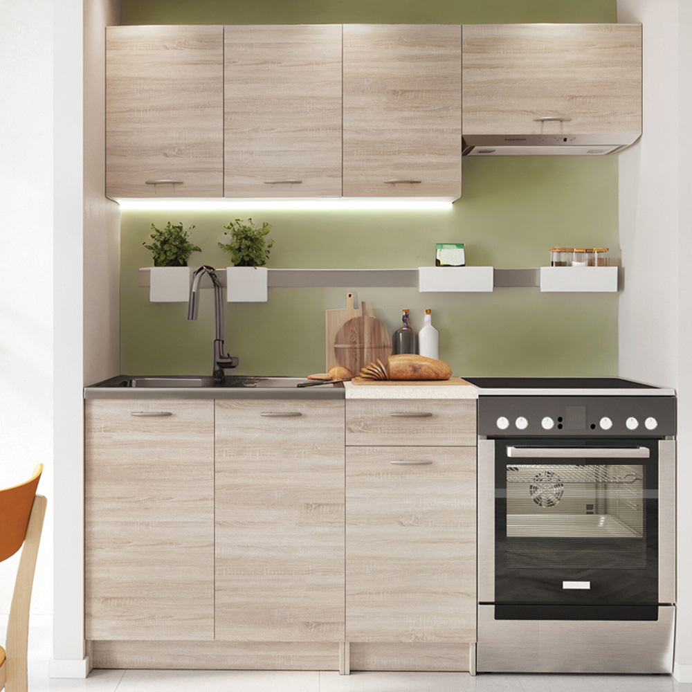 Impact Furniture Nela Sonoma Oak Kitchenette Kitchen Cabinet Set of 5