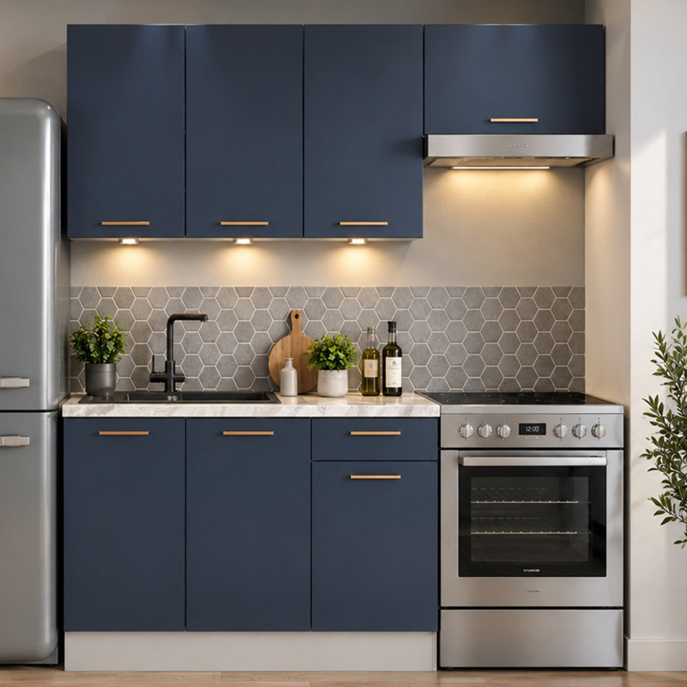 Impact Furniture Nora Midnight Blue Kitchen Cabinet Set of 5