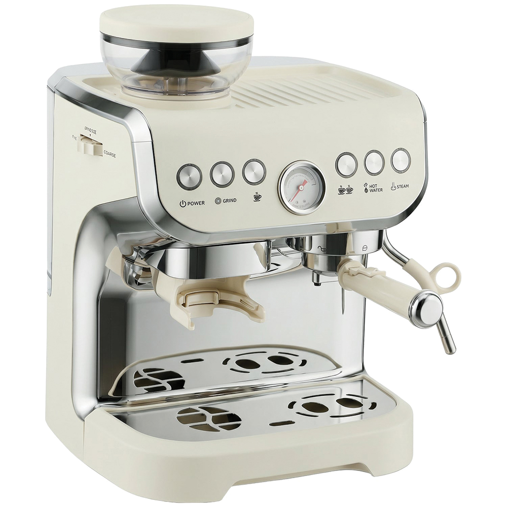 HOMCOM Bean to Cup 800-197V70CW Cream White Coffee Machine with Integrated Bean Grinder