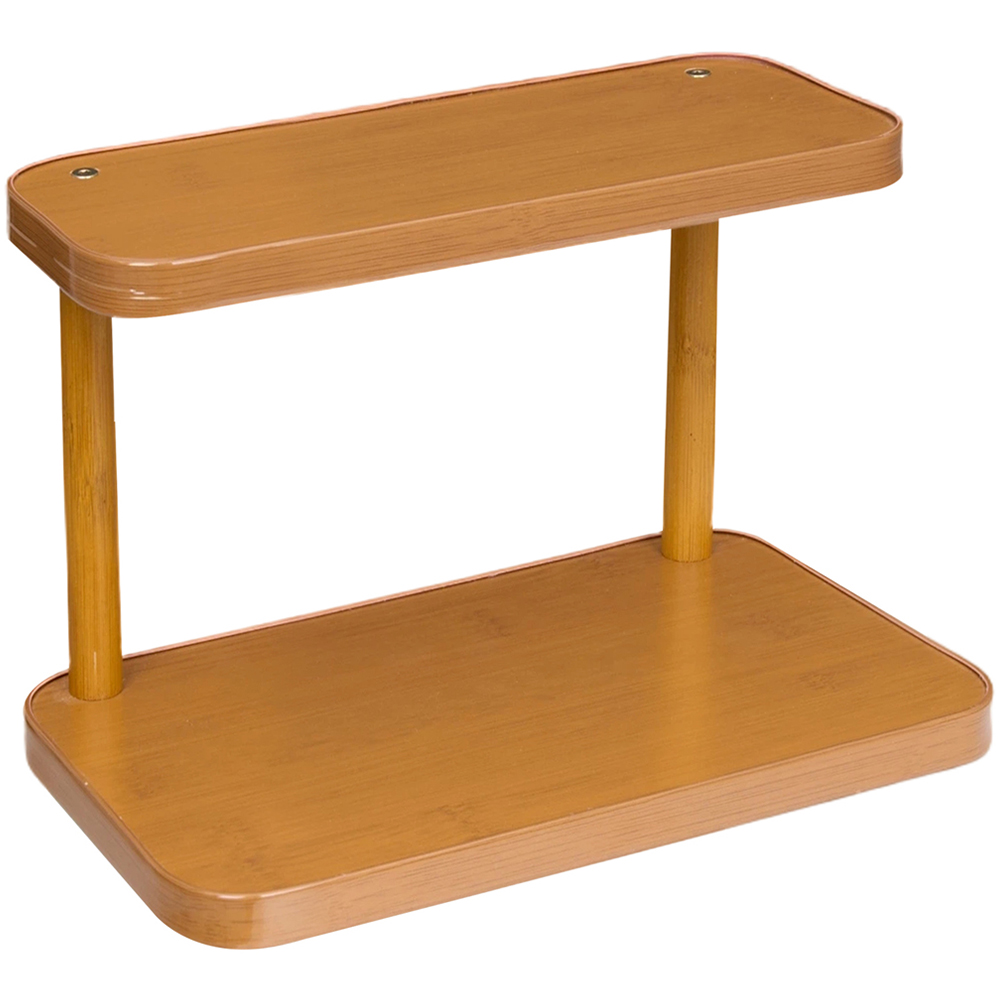 Living and Home 2 Shelf Natural Bamboo Compact Desktop Storage Rack