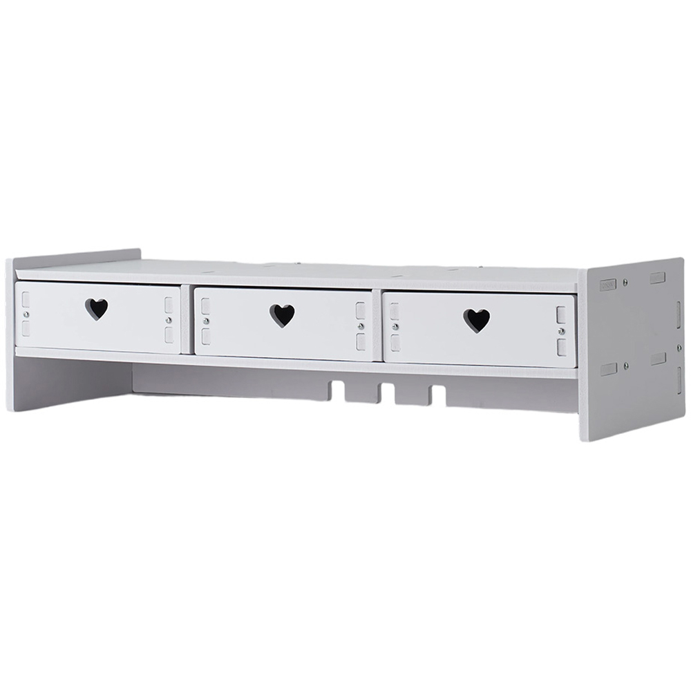 Living and Home 3 Drawer White Monitor Stand Riser