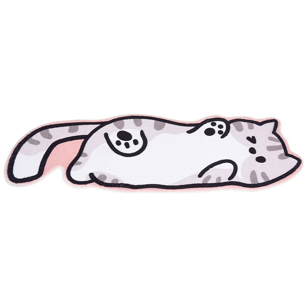 Living and Home Pink and White Cat-Shaped Non-Slip Runner Rug 120 x 39cm