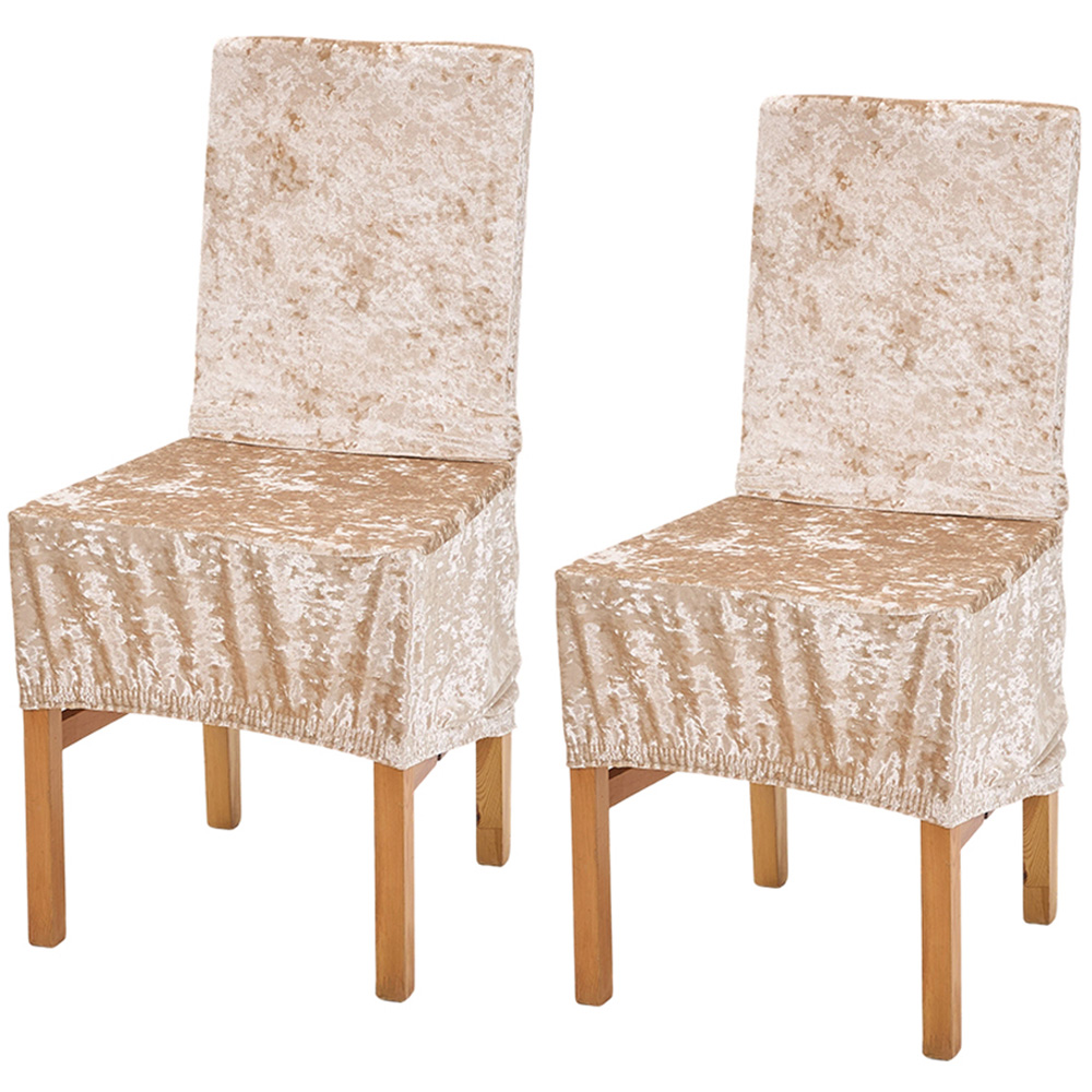 Living and Home Champagne Dining Chair Cover with Elastic Band Set of 2