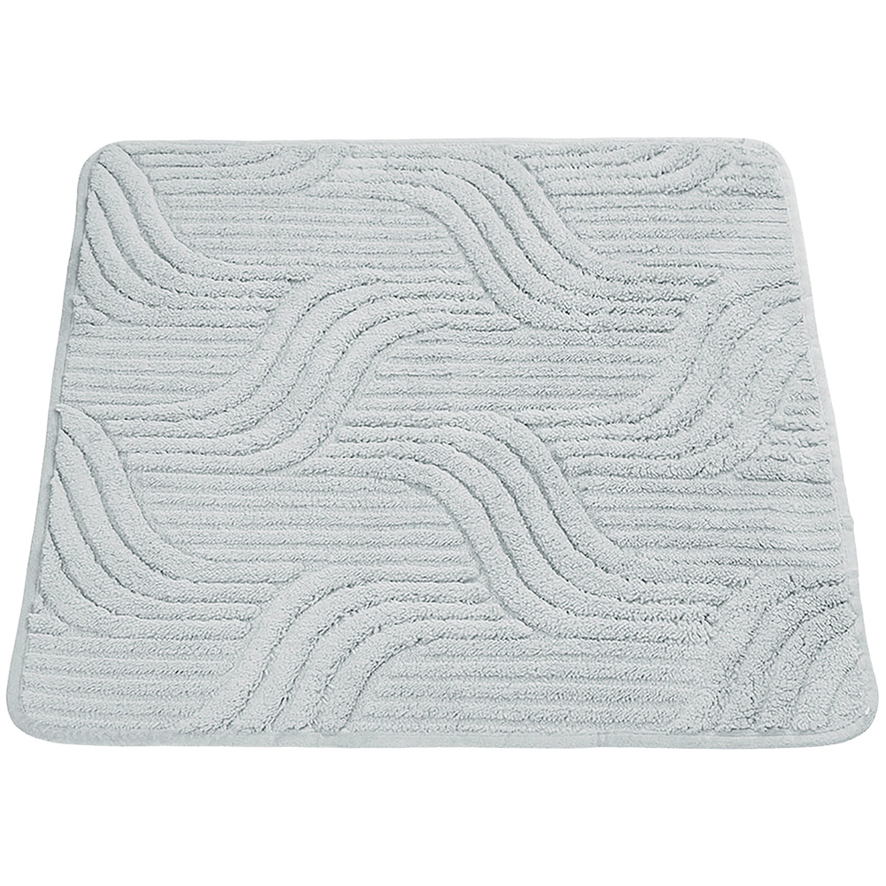 Living and Home 90 x 90cm Light Grey Minimalist Wavy Geometric Non-Slip Sofa Mat