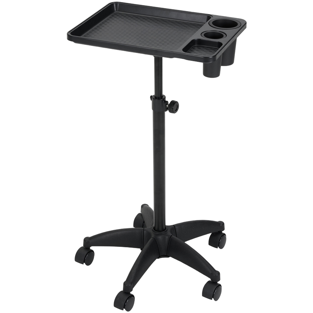 Living and Home Black Height Adjustable Salon Tray Cart with Cup Slots