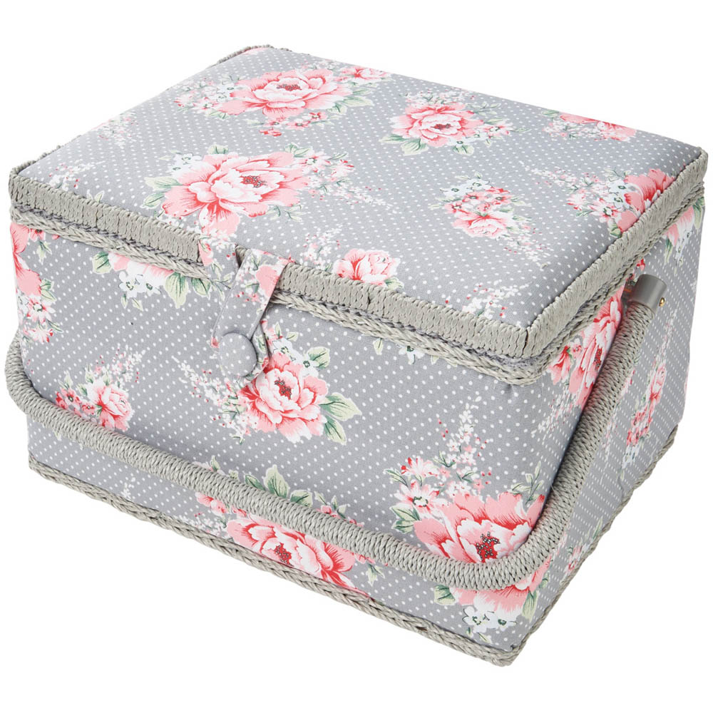 Sewing Online Beautiful Bloom Print Large Sewing Box with Carry Handle