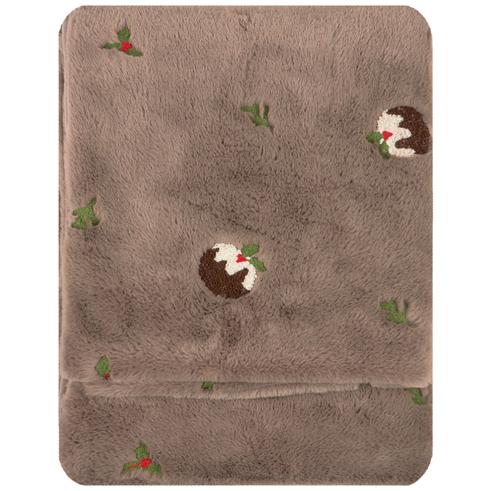 Furn Festive Puddings Mocha Faux Fur Throw 130 x 180cm