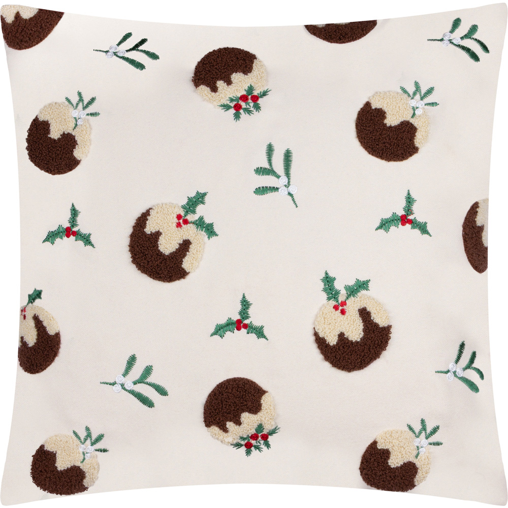 Furn Puddings Tufted White and Red Velvet Cushion 45 x 45cm