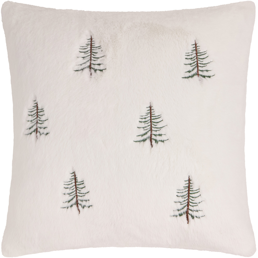 Furn Winter Pines Ecru Faux Fur Cushion 45 x 45cm