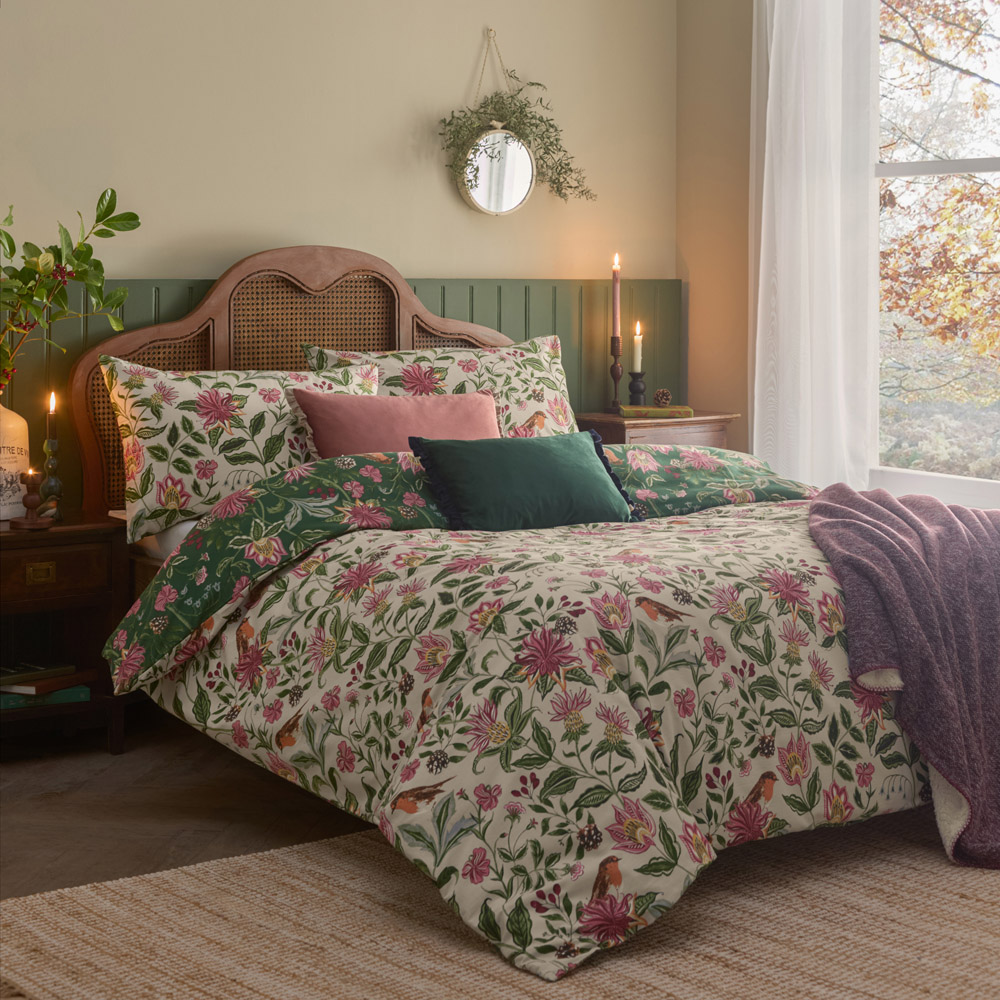 Wylder Beatrice King Size Multicolour Floral Nature Reversible Duvet Cover Set