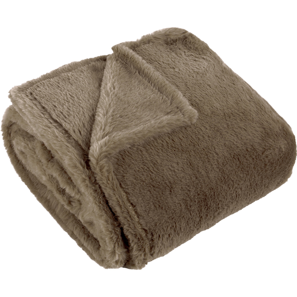 Furn Kallu Mocha Double-Sided Faux Fur Throw 130 x 180cm