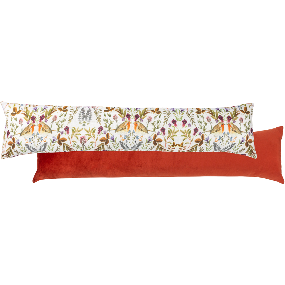 Evans Lichfield Christmas Mirrored Robin Watercolour Printed Velvet Draught Excluder 20 x 92cm