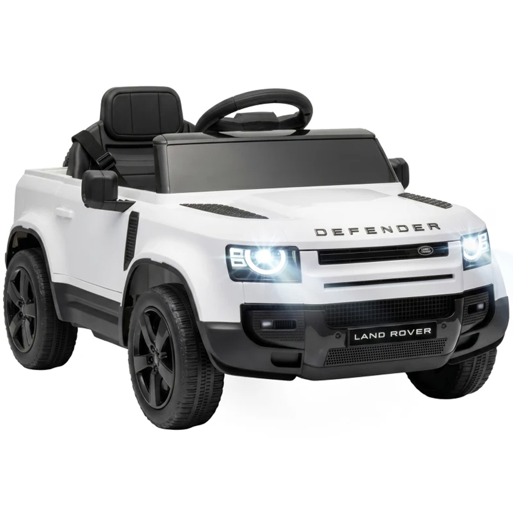 AIYAPLAY Kids White Licensed Land Rover Defender Ride-On Electric Car with Remote Control 12V