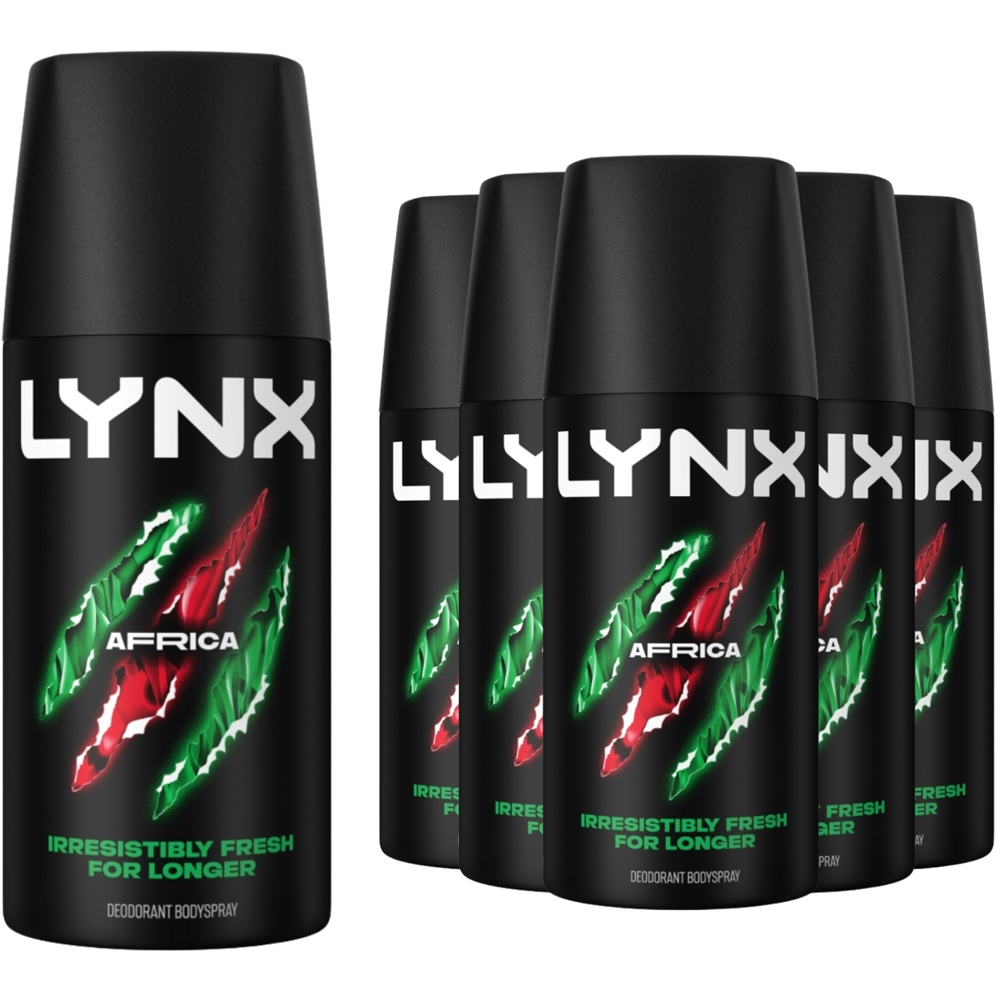 Lynx Africa Men's 48H Freshness Travel Size Deodorant Body Spray 35ml 6 Pack