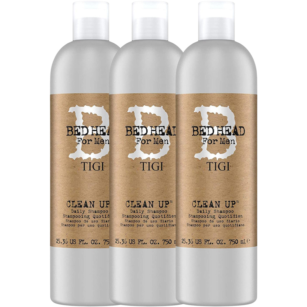 TIGI Bed Head Clean Up Mens Normal Hair Daily Shampoo 750ml 3 Pack