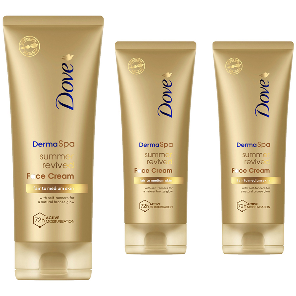 Dove Derma Spa Summer Revived Self Tan Fair to Medium Skin Face Cream 75ml 3 Pack