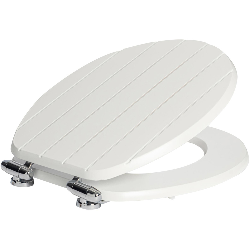Harbour Housewares White Soft Close Round Wooden Toilet Seat