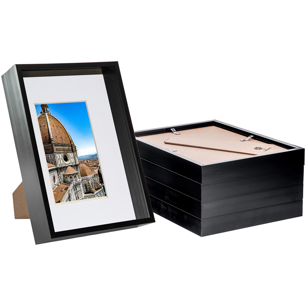 Nicola Spring Black 3D Deep Box Photo Frame with White Mount 8 x 12 inch 5 Pack