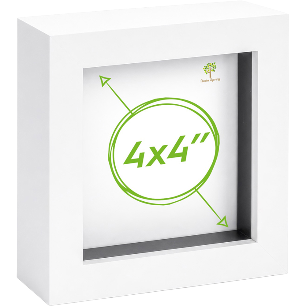 Nicola Spring White 3D Box Photo Frame 4 x 4 inch with Ivory Mount 2 x 2 inch