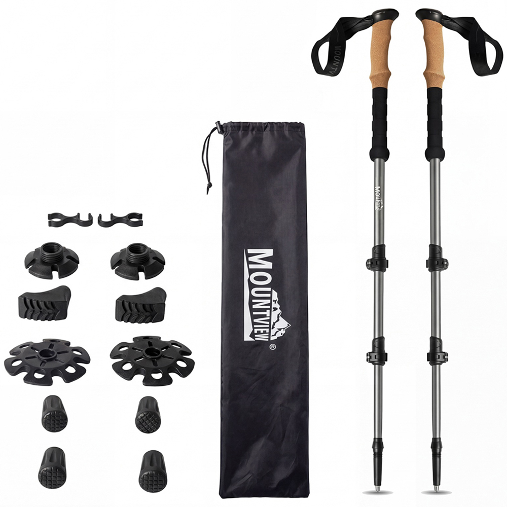 Spector Mountview 2 Piece Aluminium Trekking Pole Grey Hiking Stick Adjustable 62 to 135cm