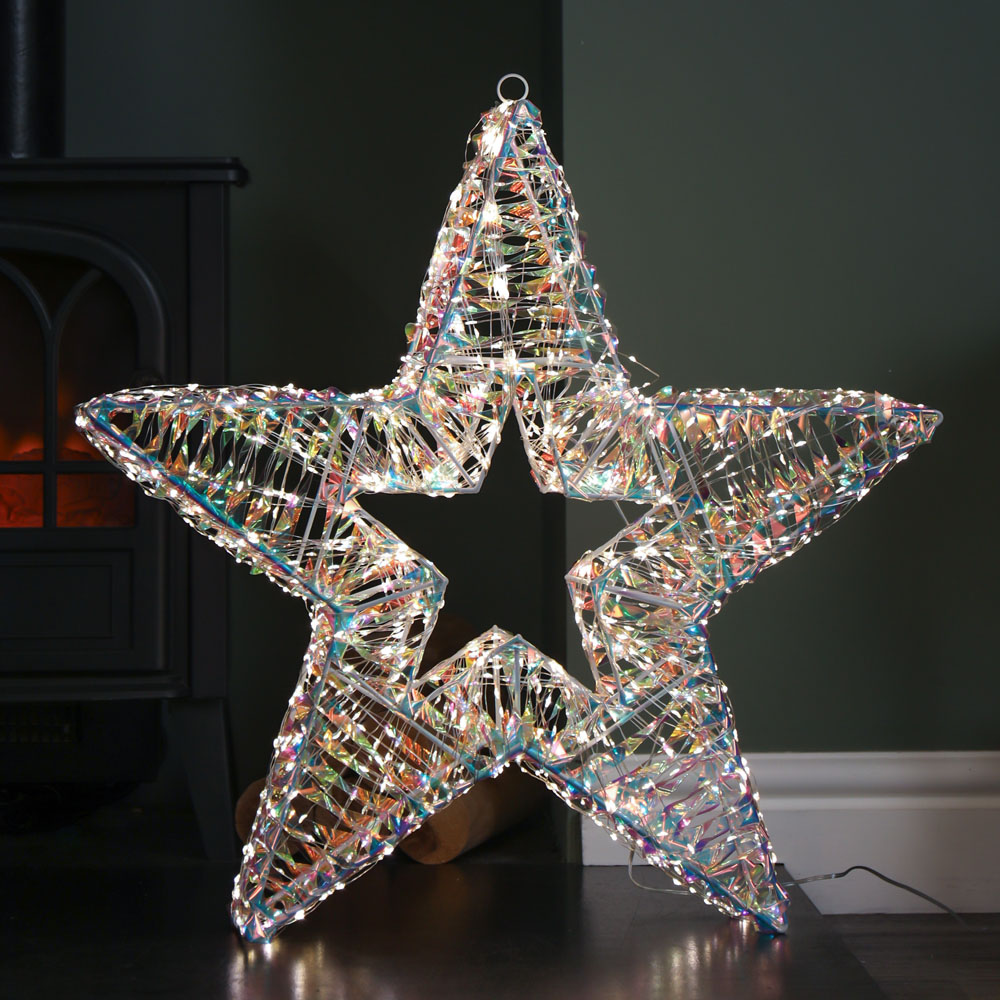 Samuel Alexander 1440 Warm White LED Light-Up Iridescent Shimmer Christmas Star 60cm