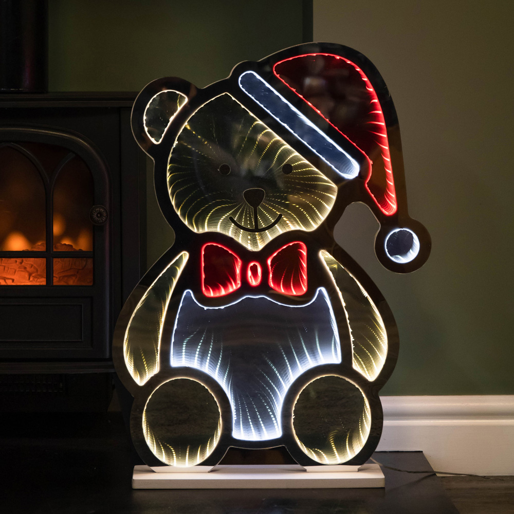 Samuel Alexander Light Up Teddy Bear in Santa Hat Infinity Christmas Decoration 60cm