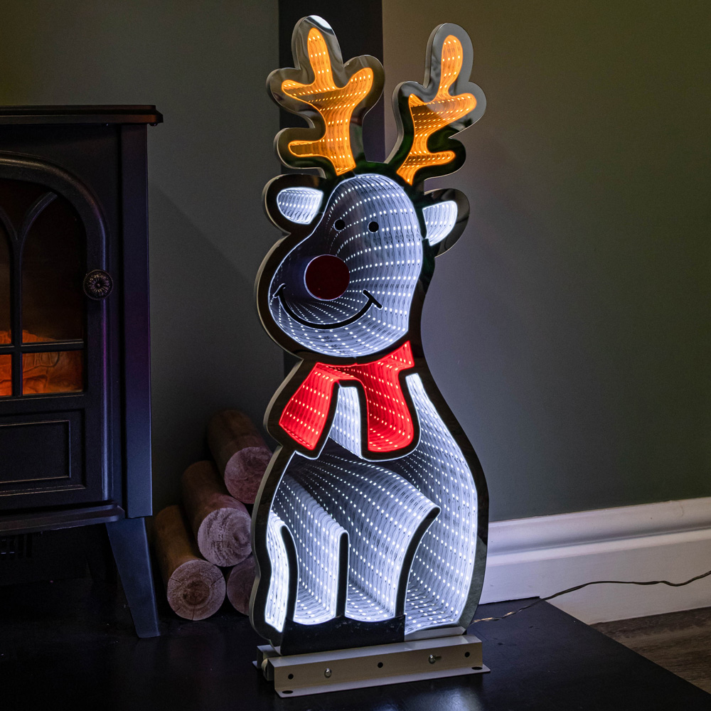 Samuel Alexander Standing Reindeer Infinity Mirror Christmas Decoration 60cm