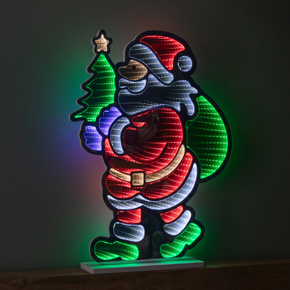 Samuel Alexander Light Up Standing Santa with Christmas Tree Infinity Decoration 60cm