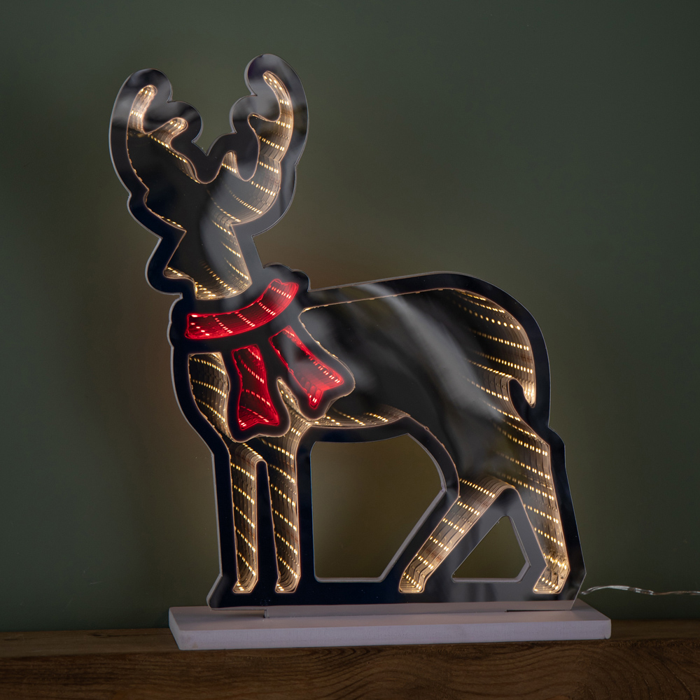 Samuel Alexander Red and Warm White LED Light Up Reindeer Infinity Christmas Decoration 40cm