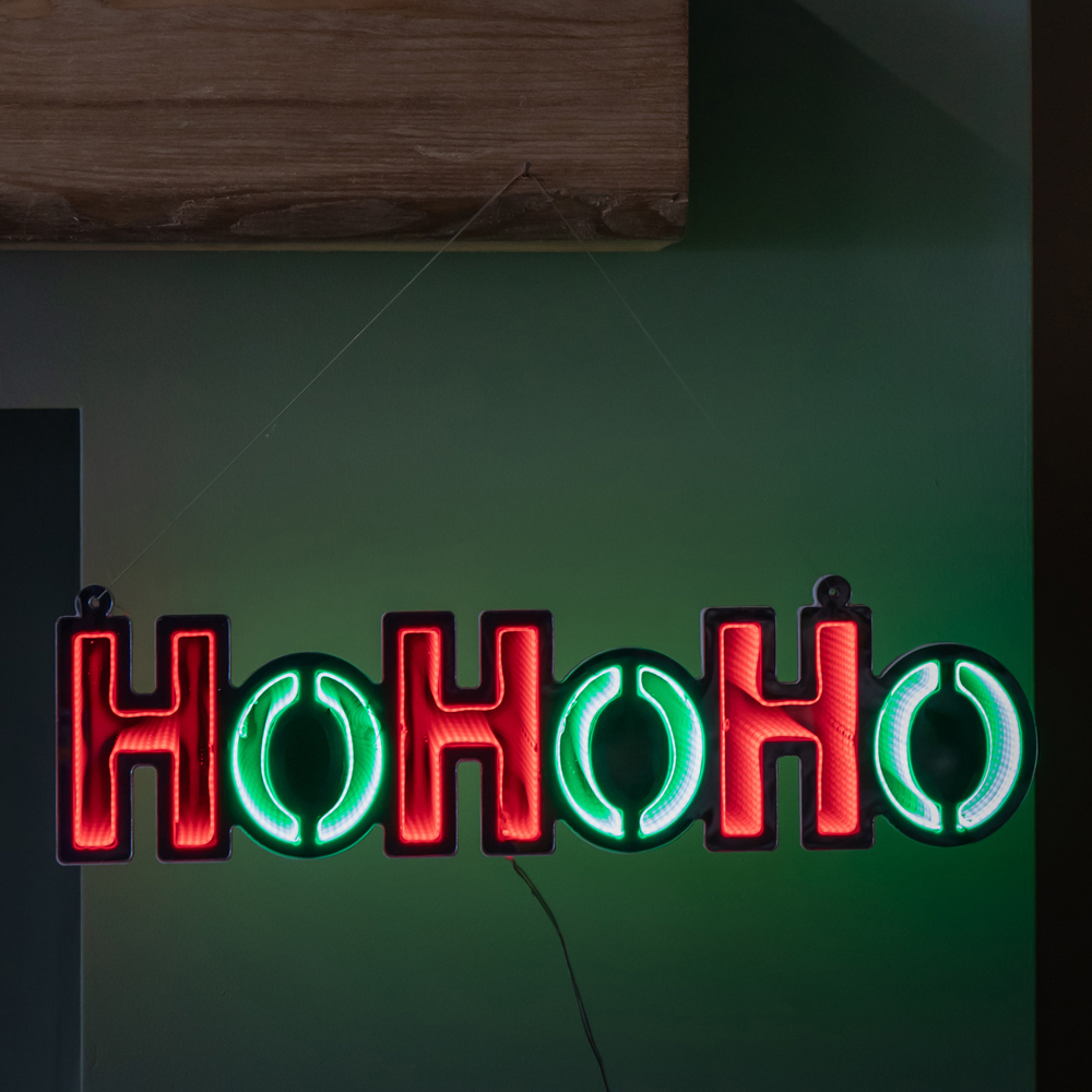 Samuel Alexander Red and Green LED Light Up Hanging Ho Ho Ho Christmas Infinity Mirror Sign 40cm