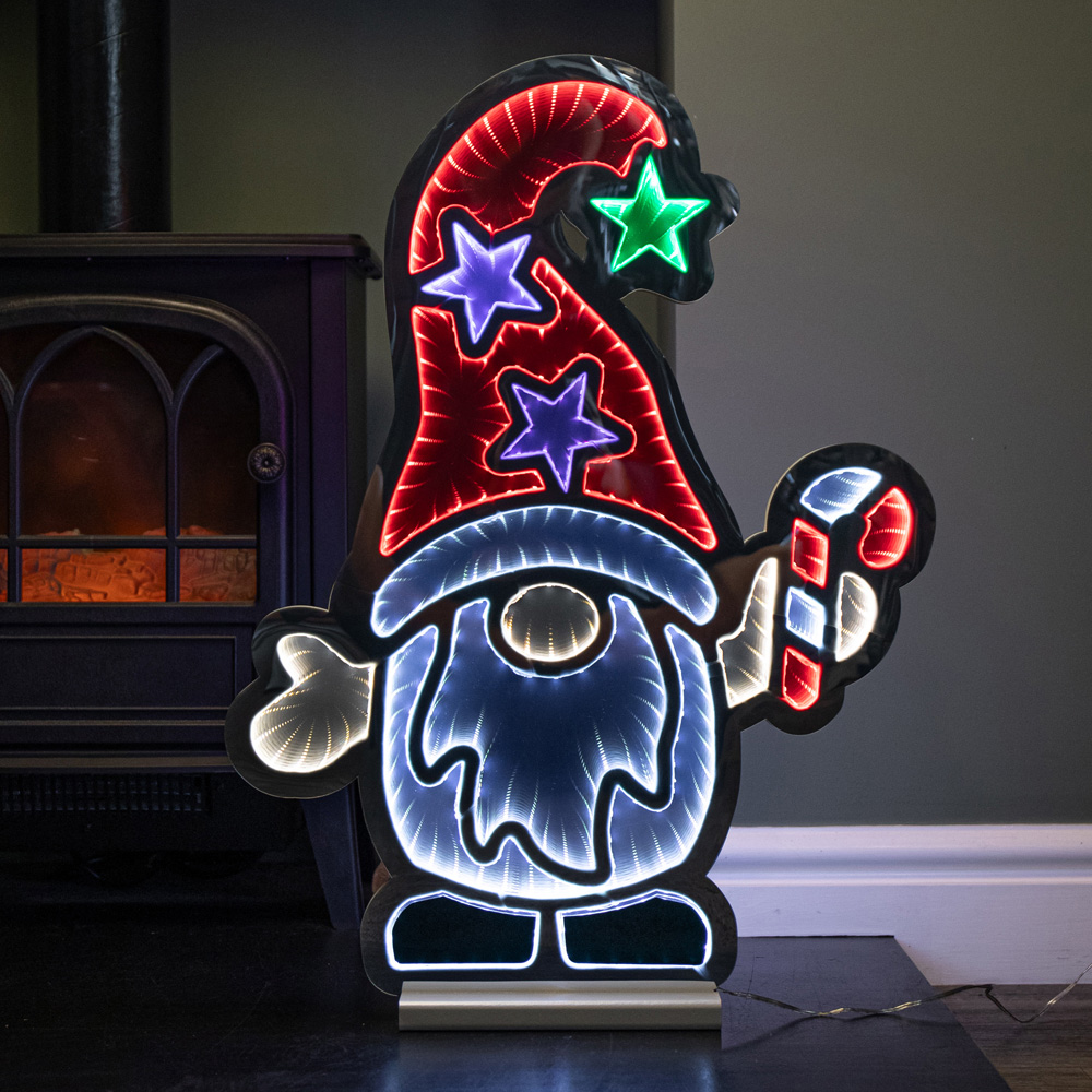 Samuel Alexander Multicolour LED Light Up Gonk with Candy Cane Infinity Christmas Decoration 60cm