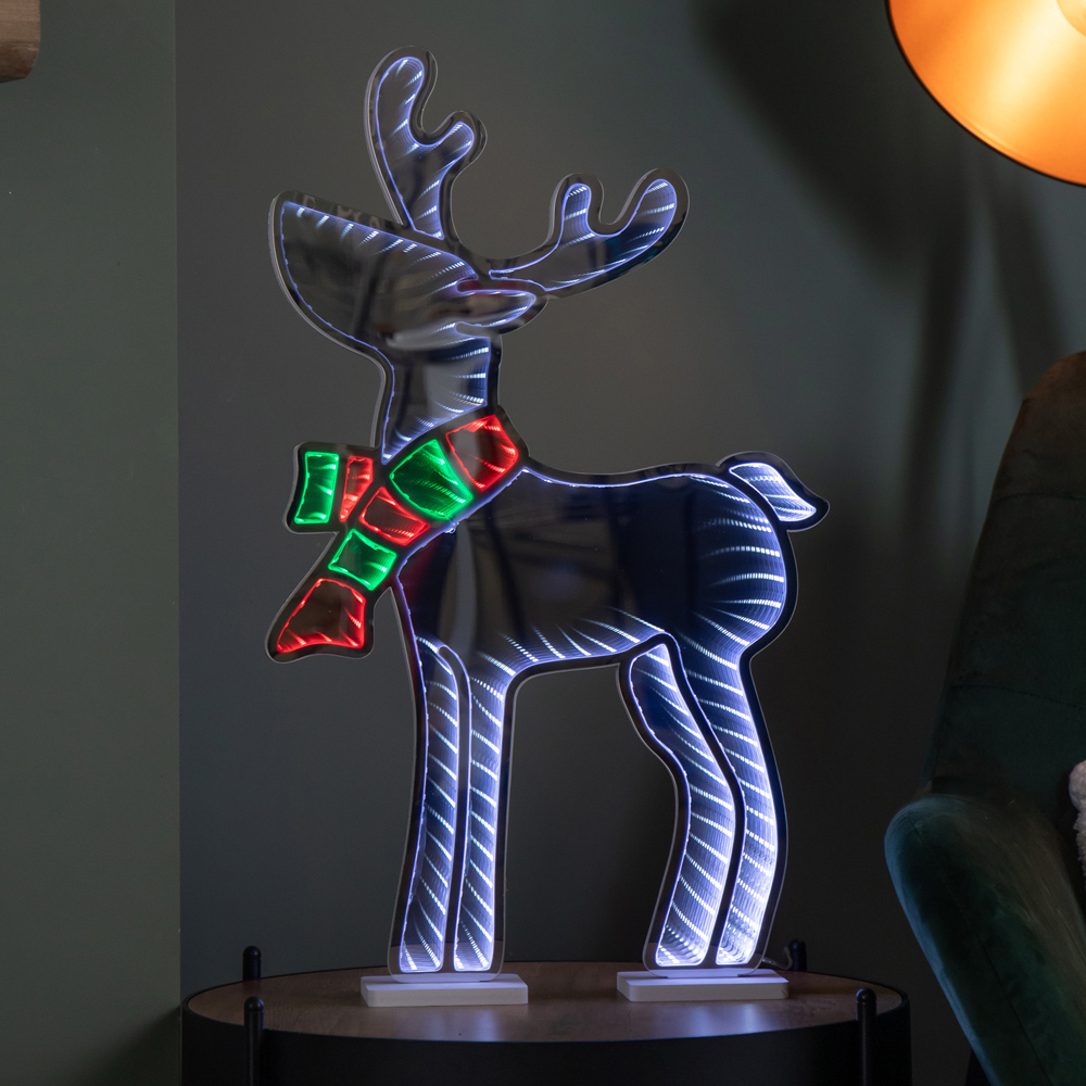Samuel Alexander Multicolour LED Light Up Standing Reindeer with Scarf Infinity Decoration 60cm
