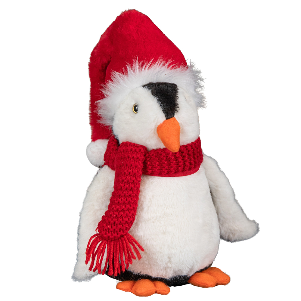 Samuel Alexander Soft Cuddly Puppa Penguin with Santa Hat Christmas Decoration 30cm