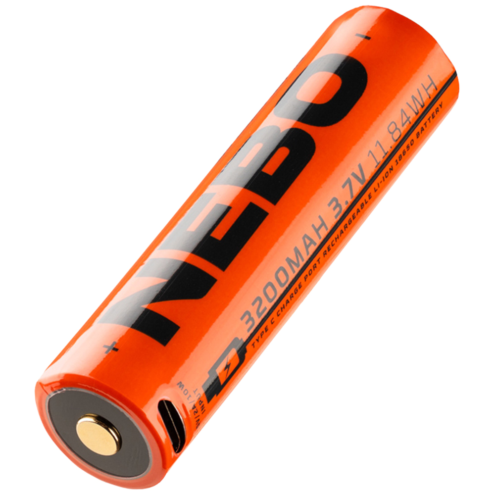 Nebo 18650 3.7V 3200mAh Lithium-Ion Advanced Rechargeable Battery with USB-C Charge Port