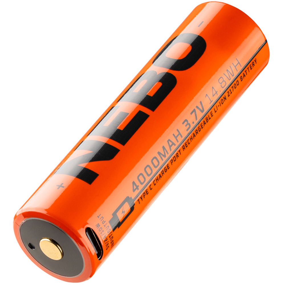 Nebo 21700 3.7V 4000mAh Lithium-Ion Rechargeable Battery with USB-C Charge Port