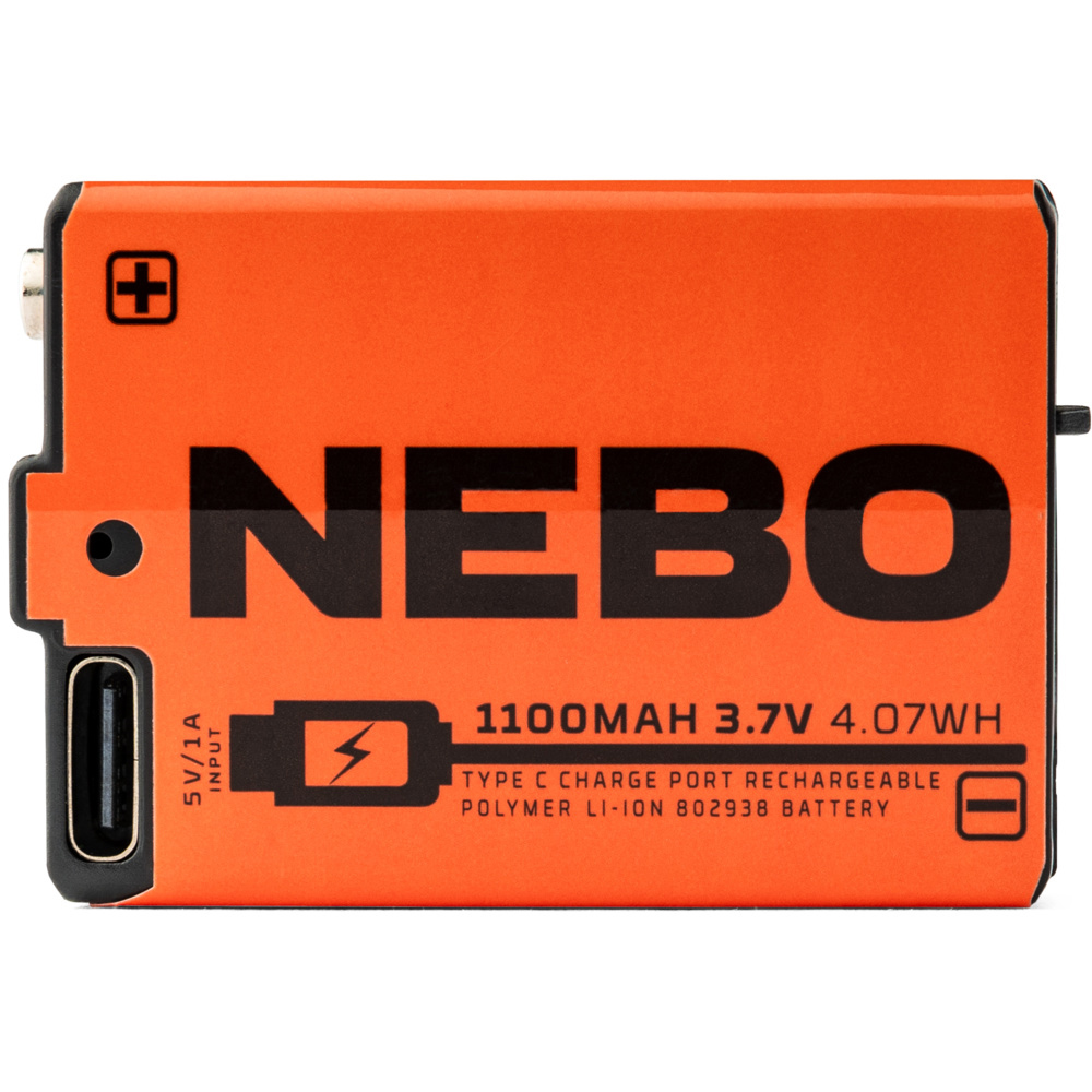 Nebo 802938 3.7V 1100mAh Lithium-Ion Rechargeable Battery with USB-C Charge Port