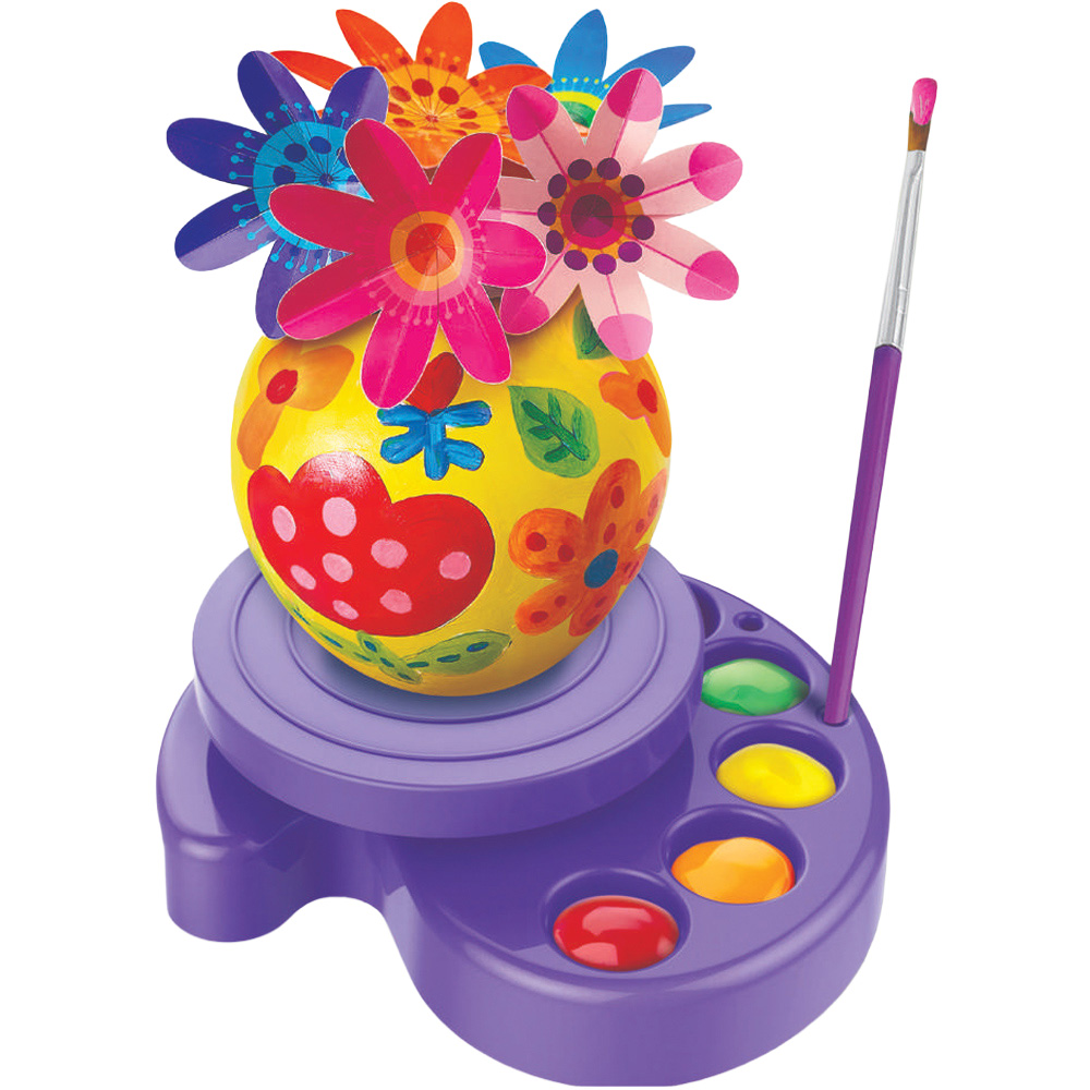 4M KidzMaker Twirl and Paint Mini Vase Creative Floral Art Craft Kit