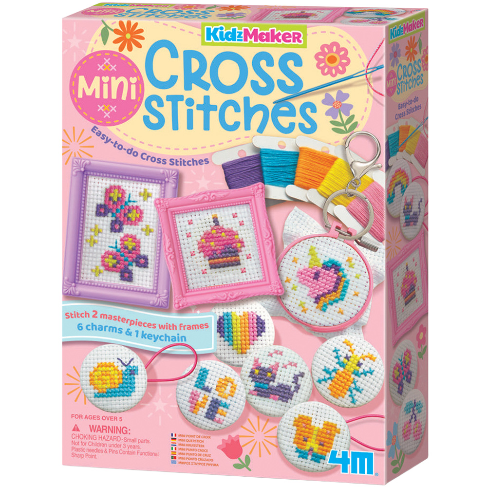 4M KidzMaker Mini Cross Stitch Buttons Art and Craft Kit
