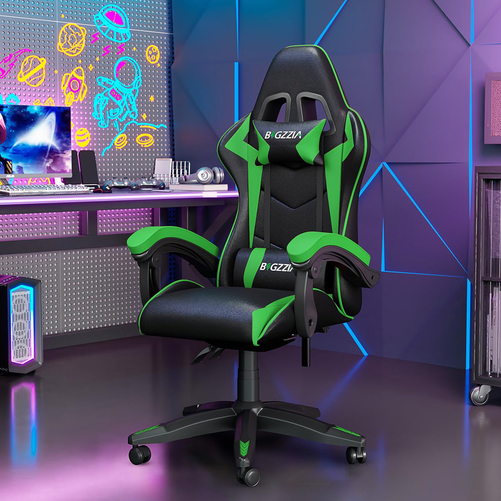 Rattrix Green Ergonomic High Back Gaming Chair with Bluetooth 5.3 Stereo Speakers