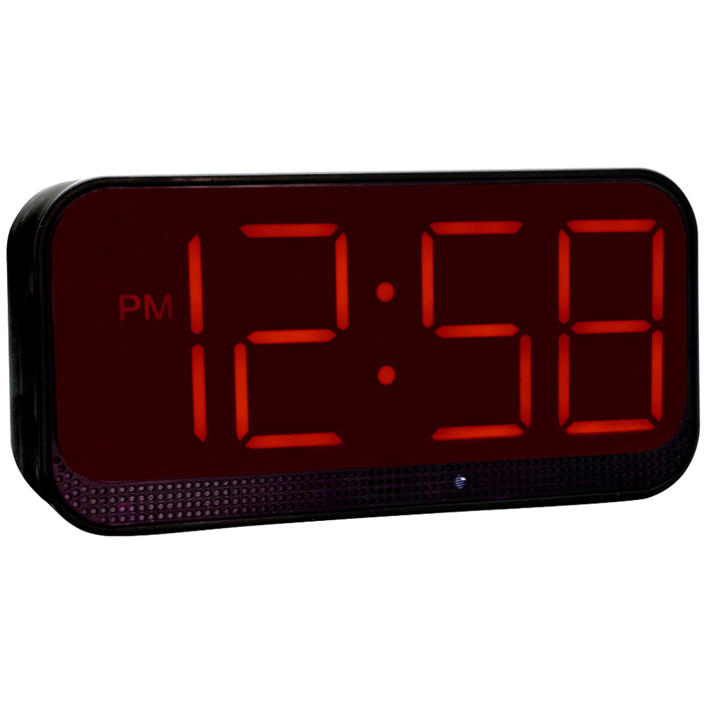 Acctim Silas Black and Red LED Wireless Digital Alarm Clock 14cm