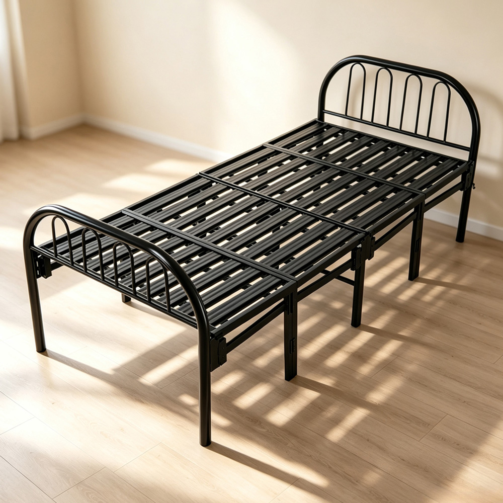 Living and Home Single Black Foldable Bed Frame