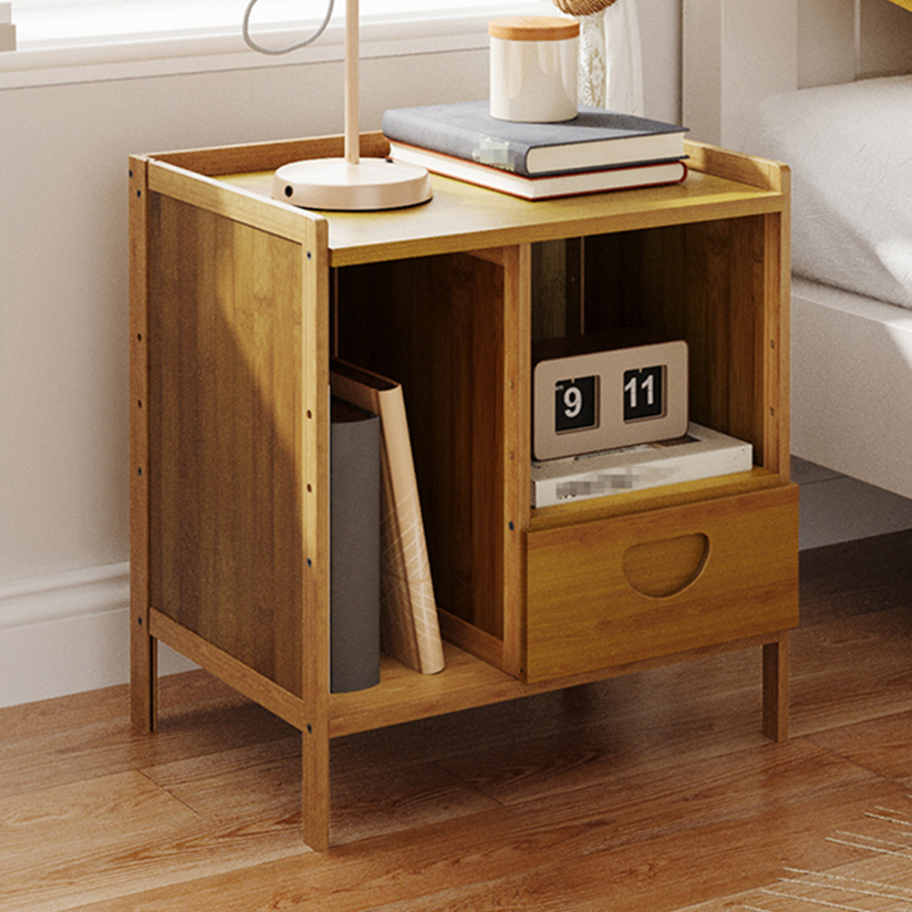 Living and Home Single Drawer 2 Shelf Tawny Bedside Table