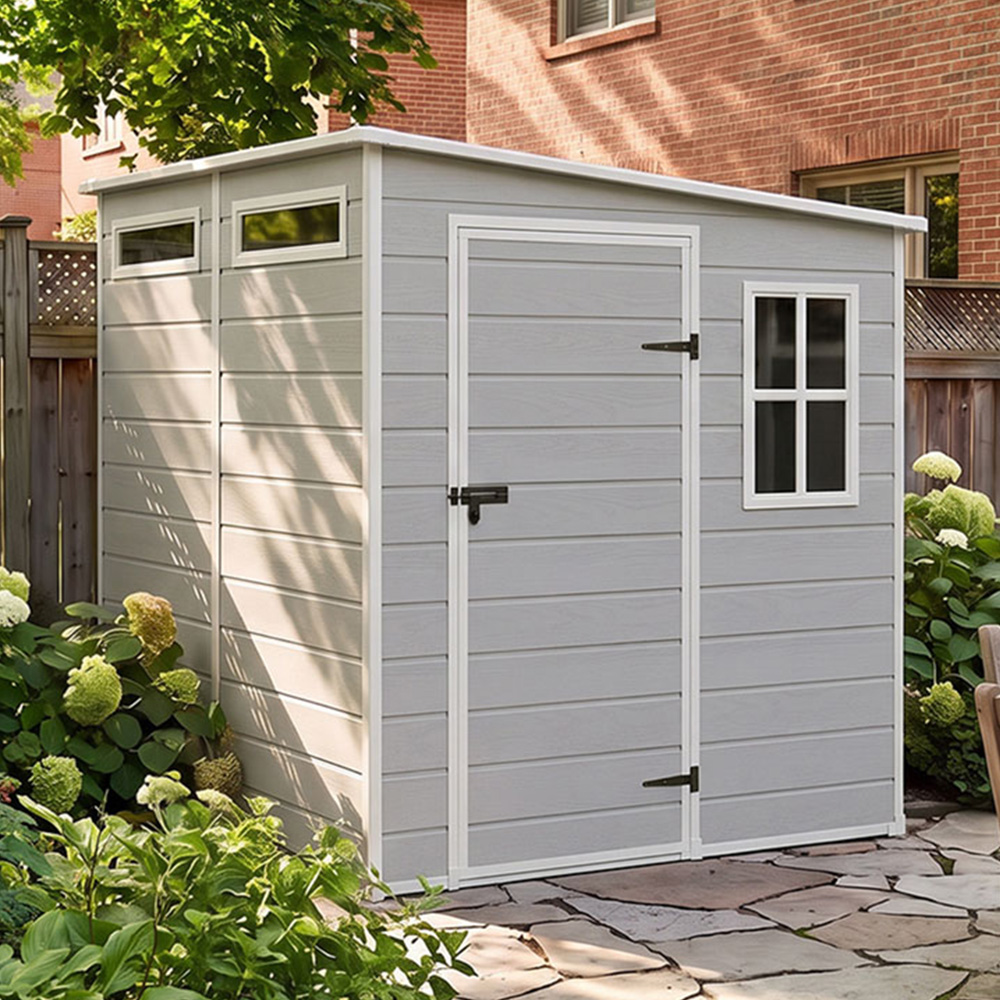 Living and Home 6 x 6ft Plastic Pent Garden Storage Shed with Floor