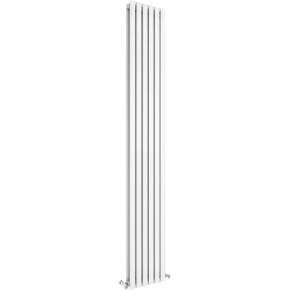Stech Homes 4498 BTU White Double Panel Vertical Oval Column Radiator 1800 x 354mm