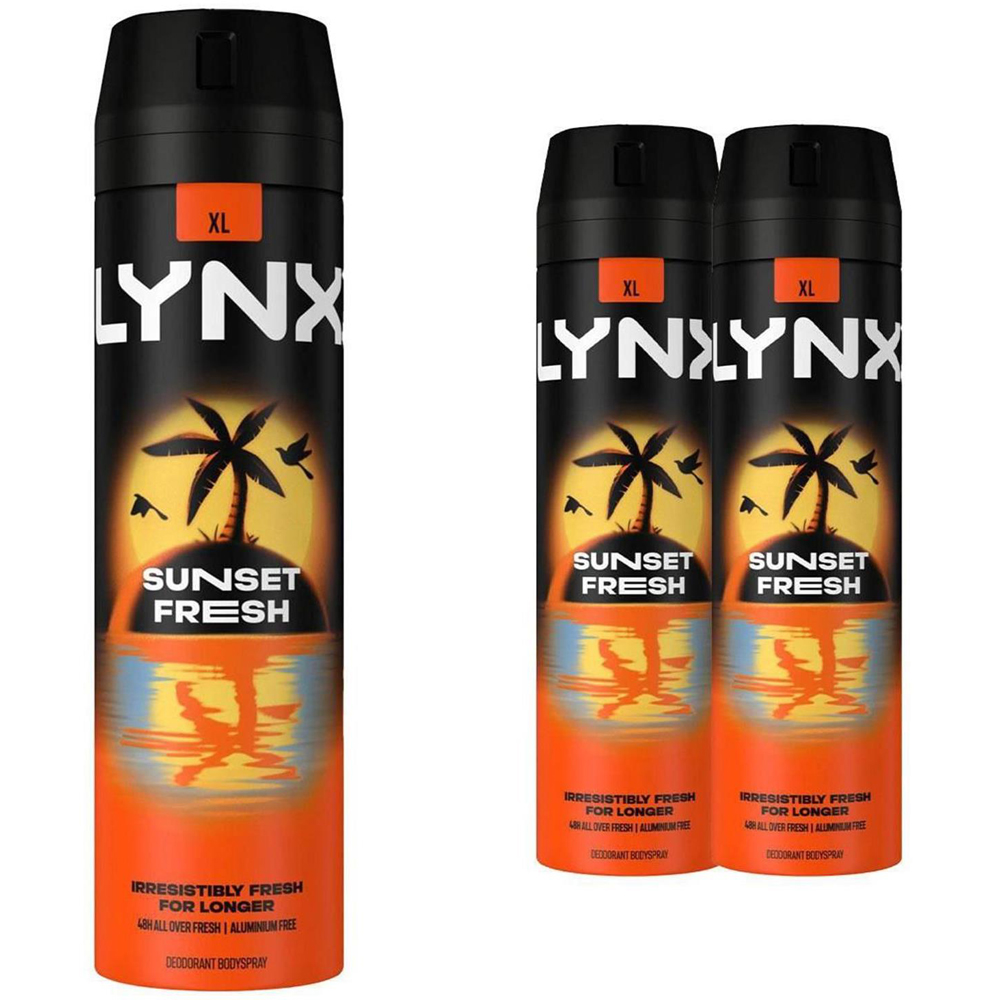 Lynx XL Sunset Fresh Men's Mango and Mandarin 48H Sweat Protection Deodorant Body Spray 200ml 3 Pack